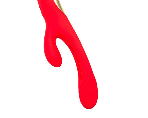 Красный вибратор-кролик с двигающимся язычком Patti - 24 см.