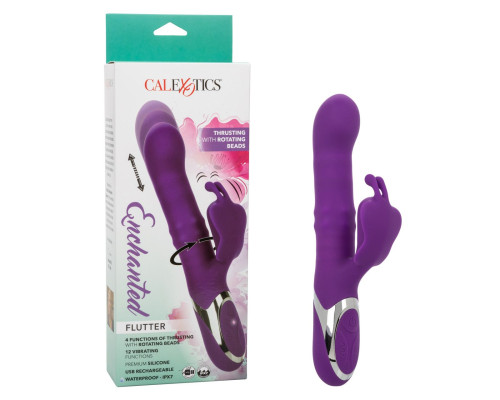 Фиолетовый вибратор-кролик Enchanted Flutter с массажем бусин и пенетрацией
