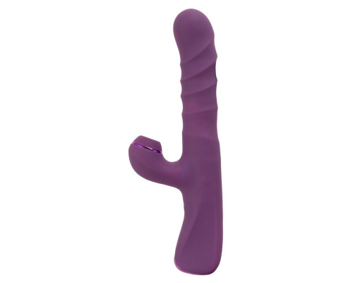 Фиолетовый вибратор-кролик с функцией постукивания и фрикциями 3 Function Rabbit Vibrator - 23,7 см.