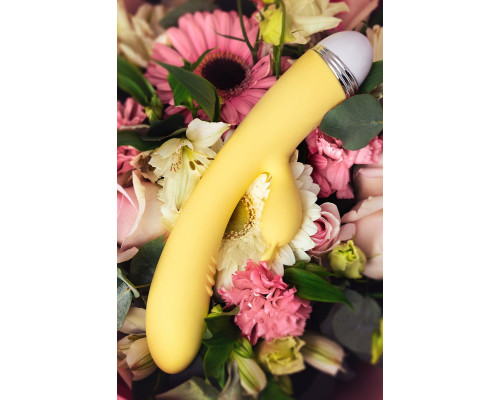 Желтый вибратор-кролик Aster - 22 см.