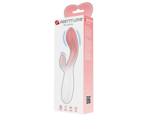 Розово-белый вибромассажёр-кролик Brighty - 20 см.