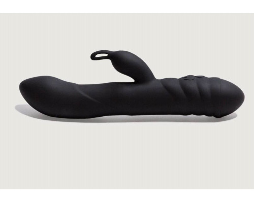 Черный вибратор с клиторальным стимулятором Twister - 23 см.