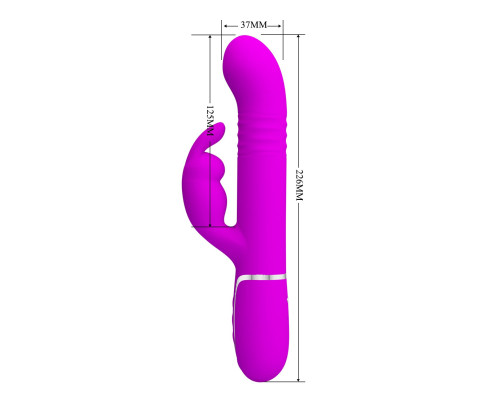 Лиловый вибратор Coale с ротацией бусин и возвратно-поступательными движениями - 22,6 см.