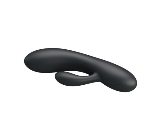 Черный вибратор с клиторальным отростком Matt - 16,9 см.