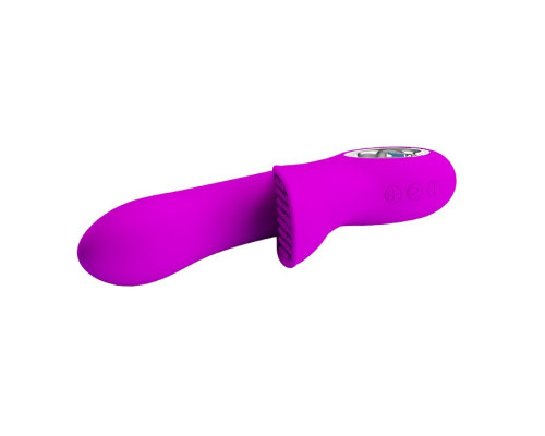 Лиловый вибратор Carol с клиторальной щеточкой - 19 см.