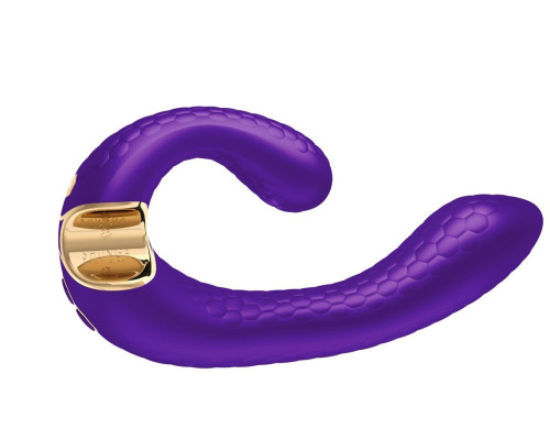 Фиолетовый гибкий вибростимулятор MIYO с двумя моторами - 18,5 см.