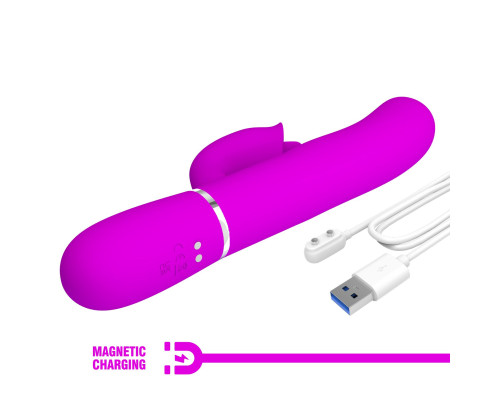 Лиловый вибратор-кролик с пульсацией Gigi - 22,8 см.