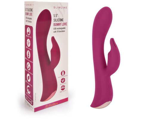 Бордовый вибромассажер-кролик 5  Silicone Bunny Love - 19,1 см.