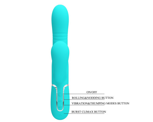 Аквамариновый вибратор-кролик Mariana - 22,6 см.