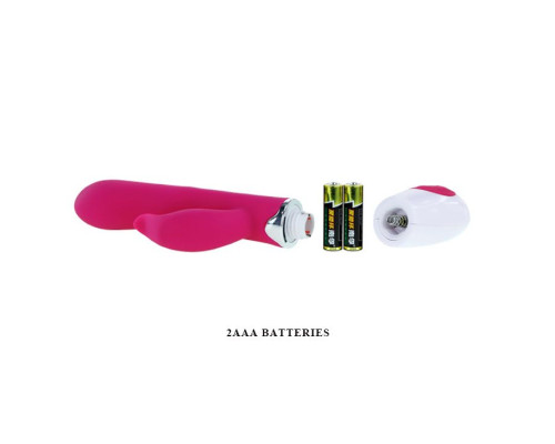 Розовый вибратор Felix с клиторальным стимулятором - 21 см.