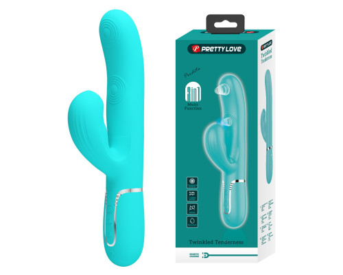 Мятный вибратор-кролик с пульсацией Perdita - 22,8 см.