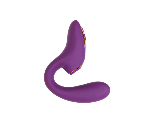 Фиолетовый вибромассажер с клиторальной стимуляцией Megam