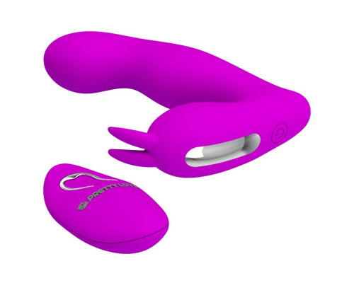 Лиловый вибростимулятор с клиторальным отростком Josephine