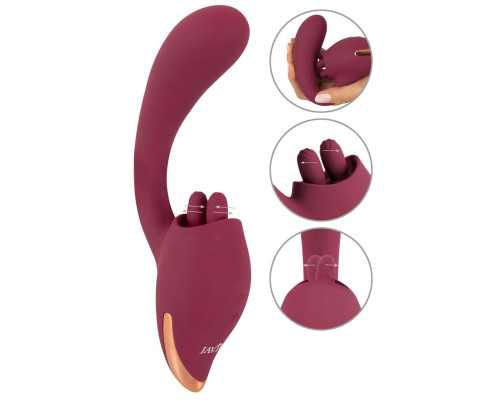 Малиновый вибратор с подвижными язычками 2 Function Vibrator - 20,6 см.