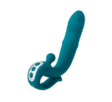 Зеленый вибратор с функцией Up Down и стимулирующим кольцом Mija - 19 см.