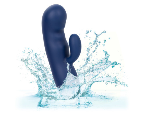 Синий вибромассажер-кролик Cashmere Silk Duo - 16,5 см.