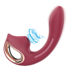Бордовый вибромассажёр с вакуумной стимуляцией - 16,9 см.