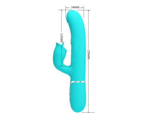 Аквамариновый вибратор-кролик с пульсацией Gigi - 22,8 см.