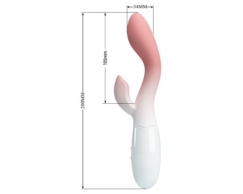 Розово-белый вибромассажёр-кролик Brighty - 20 см.