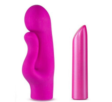 Лиловый вибромассажер B2 с клиторальным отростком - 14,6 см.