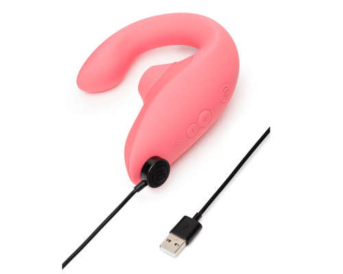 Розовый вибромассажер для двойной стимуляции Womanizer Blend