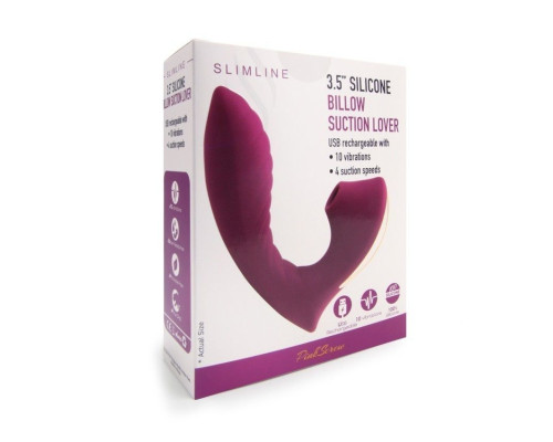 Сливовый L-образный вибромассажёр с вакуумной стимуляцией 3,5’’ Silicone Billow Suction Lover