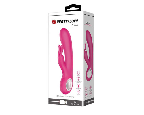 Розовый вибромассажер с клиторальным отростком Carina - 19 см.