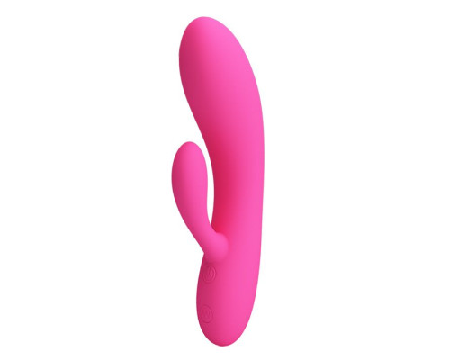 Розовый вибратор с клиторальным отростком Ives - 16,9 см.