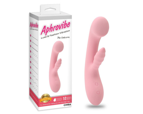 Нежно-розовый вибратор со стимулятором клитора The Unicorn - 21,5 см.