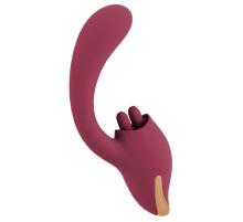Малиновый вибратор с подвижными язычками 2 Function Vibrator - 20,6 см.