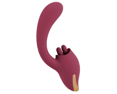 Малиновый вибратор с подвижными язычками 2 Function Vibrator - 20,6 см.
