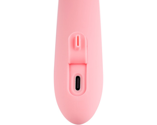 Розовый интерактивный вибратор-кролик Mora Neo с кольцом из бусин - 19,5 см.