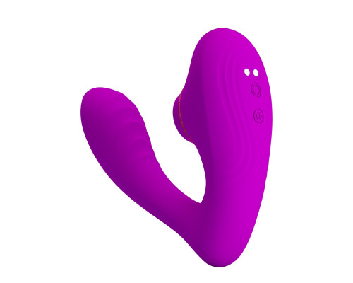 Лиловый вибратор с клиторальной стимуляцией Nauty