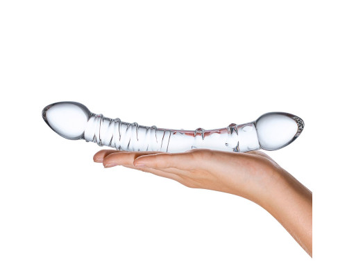 Прозрачный стеклянный фаллоимитатор с двумя концами - 24 см.