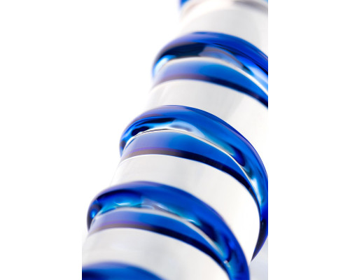 Прозрачный фаллос из стекла со спиралью - 18 см.