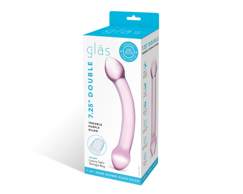 Изогнутый двухголовый стимулятор из стекла, 19 см.