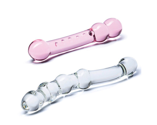 Набор из 2 стеклянных двухголовых фаллоимитаторов