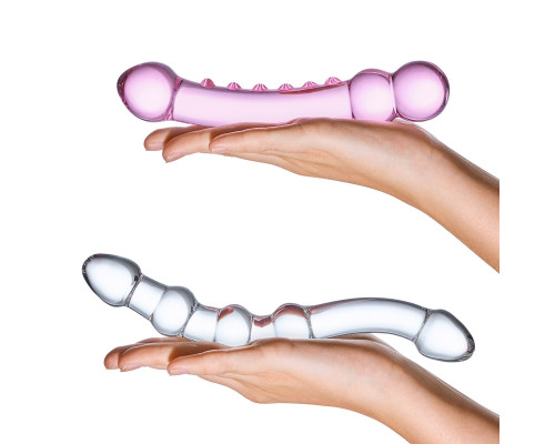 Набор из 2 стеклянных двухголовых фаллоимитаторов