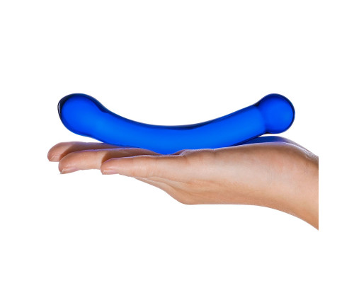 Синий изогнутый фаллоимитатор Curved G-Spot Glass Dildo - 16 см.