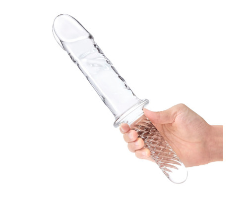 Стеклянный фаллоимитатор с рукоятью 11’’ Girthy Cock Double Ended With Handle - 28 см.