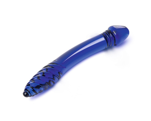 Синий двусторонний стеклянный стимулятор 11’’ Double-sided Glass Dildo For G-Spot P-Spot Stimulation - 28 см.