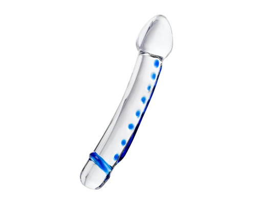 Двусторонний прозрачный фаллос из стекла - 20 см.