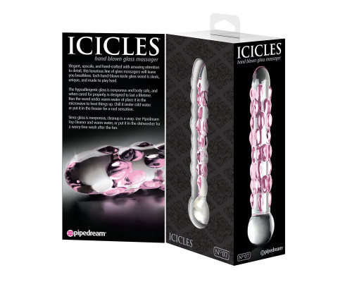 Стеклянный фаллоимитатор Icicles №7 - 17,8 см.