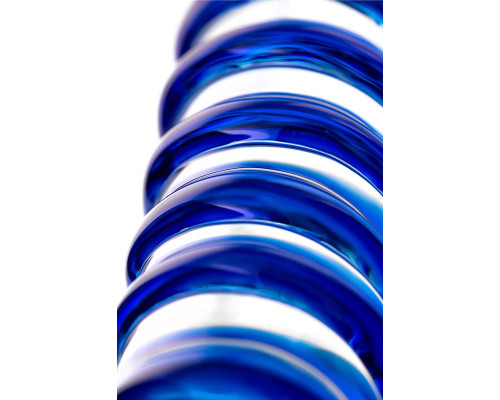 Двусторонний стеклянный фаллоимитатор с рельефом - 22 см.