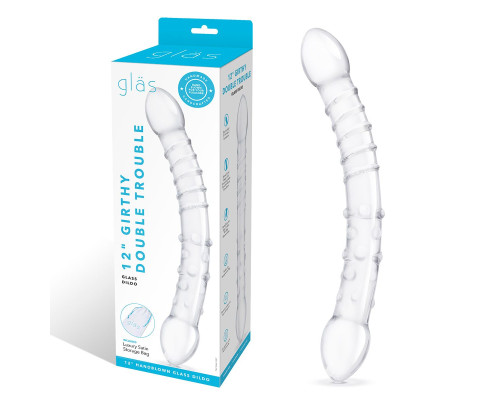 Двусторонний стеклянный фаллоимитатор 12’’ Girthy Double Trouble Glass Dildo - 30 см.