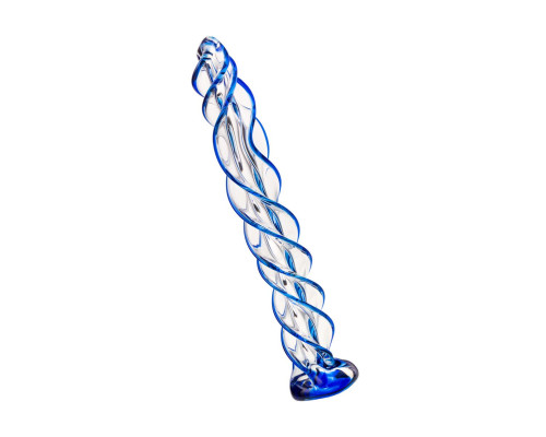 Прозрачный спиралевидный стимулятор из стекла - 18,5 см.