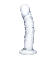 Стеклянный фаллоимитатор из стекла 7’’ Curved Realistic Glass Dildo With Veins - 15,9 см.