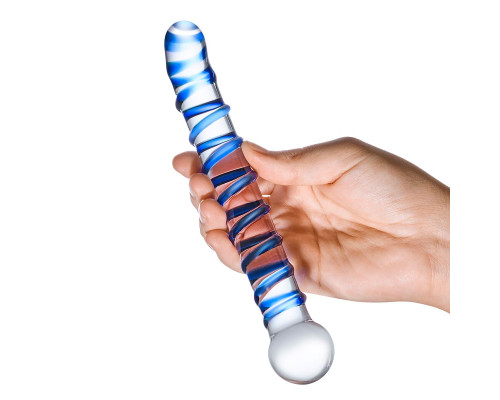 Изогнутый стеклянный фаллос G-Spot Glass Dildo - 17 см.
