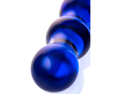 Синий стеклянный фаллоимитатор с наплывами - 20,5 см.