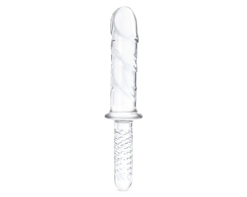 Стеклянный фаллоимитатор с рукоятью 11’’ Girthy Cock Double Ended With Handle - 28 см.